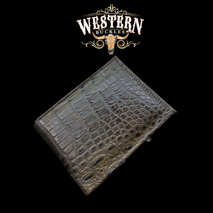 Synthetic Leather Espresso Cocodrile Wallet-The Western Buckles