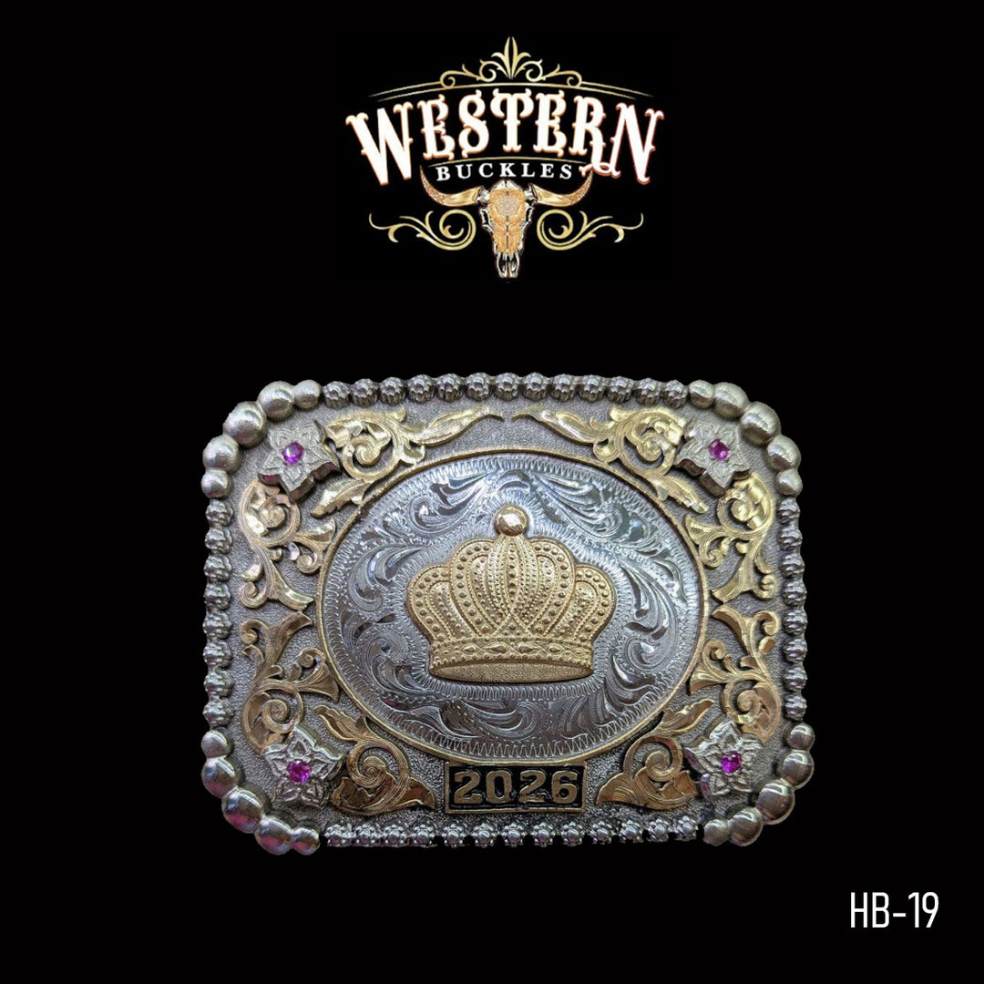 Trophy Belt Crown Buckle -Gold and Silver-The Western Buckles