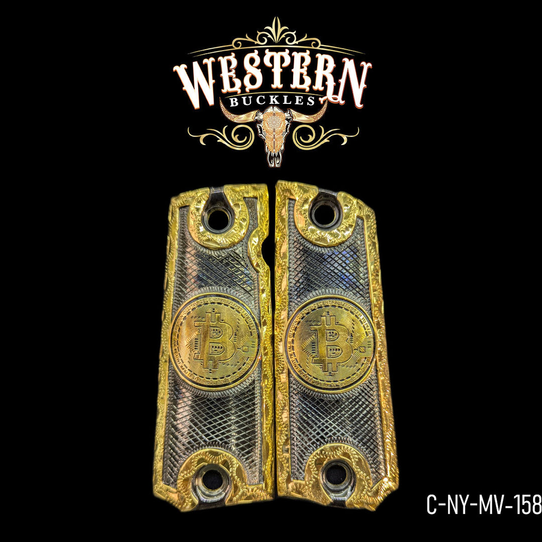 1911 Bitcoin Black and Gold Grips-The Western Buckles