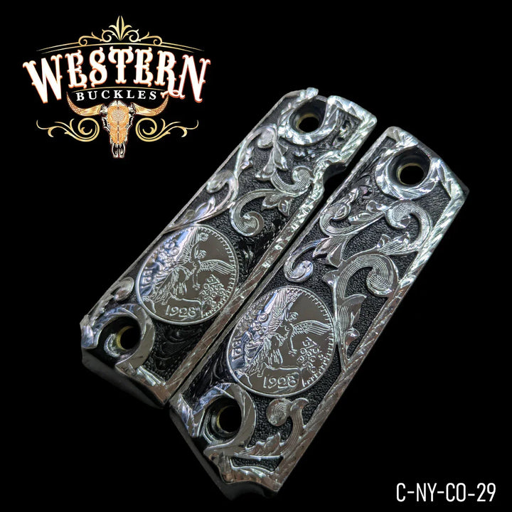 1911 Fullsize Silver Centenario Grips-The Western Buckles