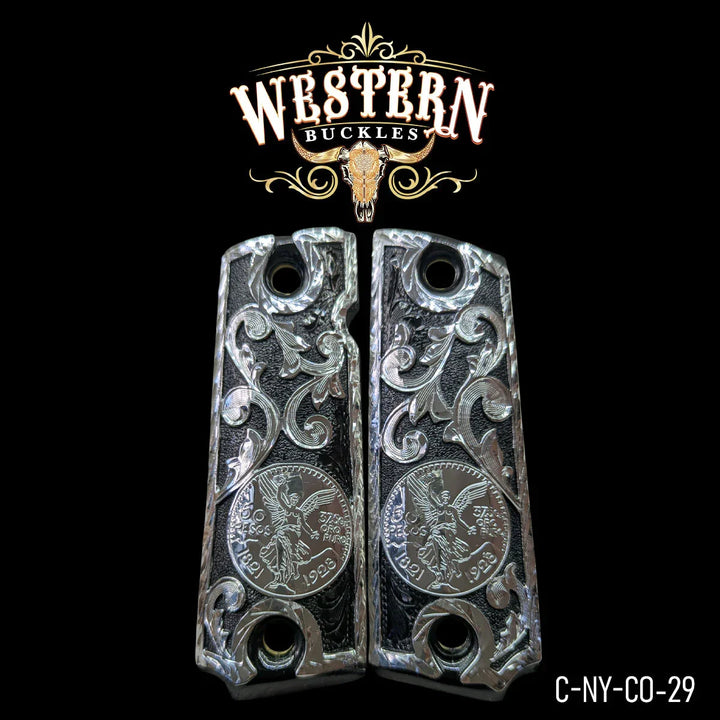 1911 Fullsize Silver Centenario Grips-The Western Buckles