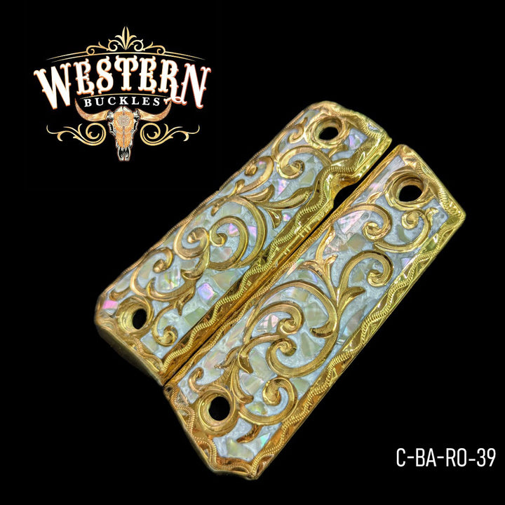 1911 Full Size Engraved Pearl Resin Grips-The Western Buckles