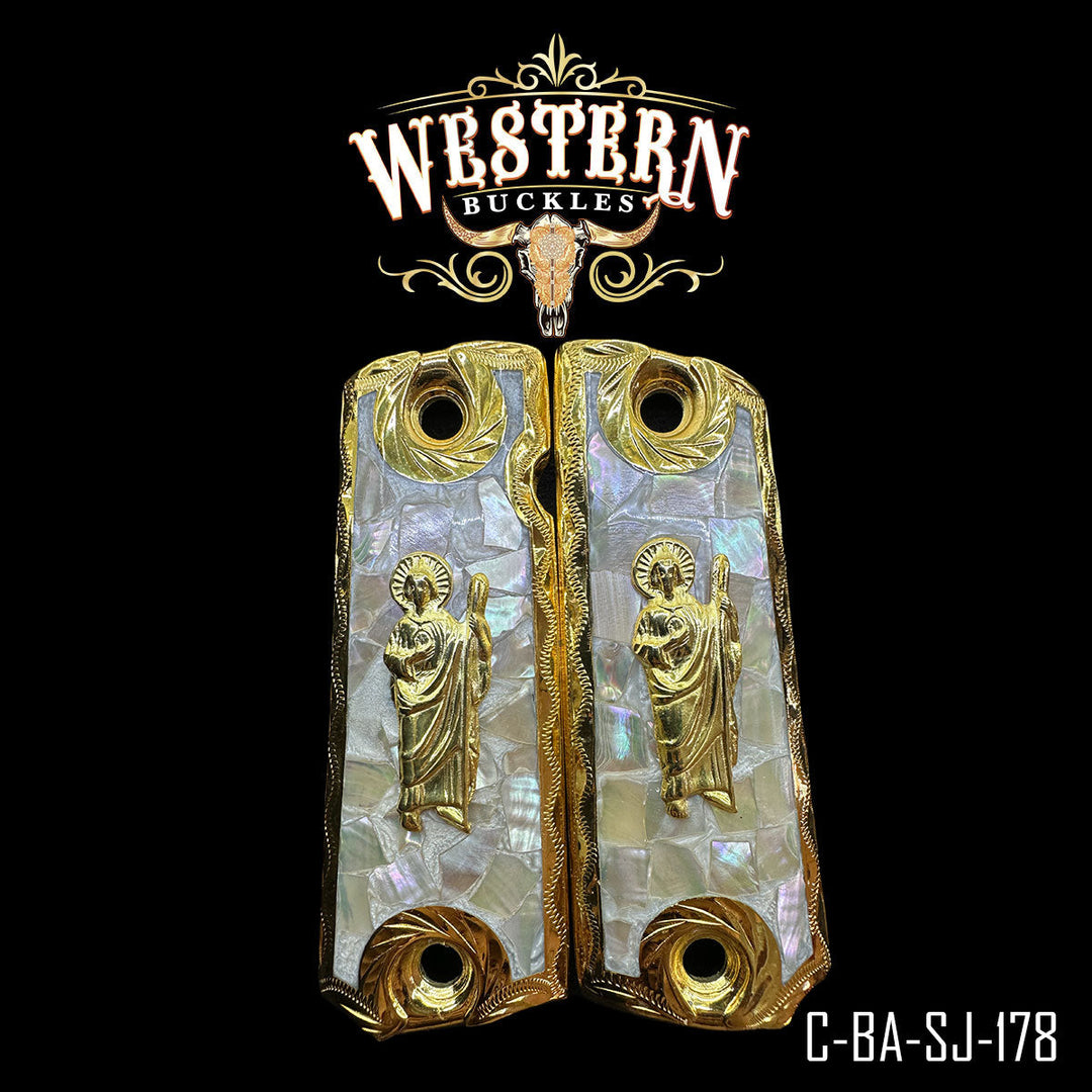 1911 Full Size San Judas Mother of Pearl Resin-The Western Buckles