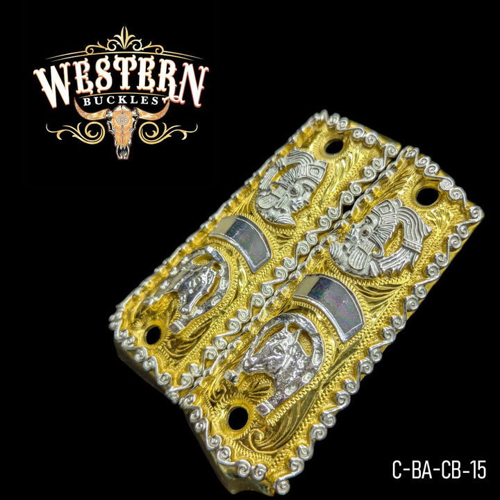 1911 Full Size Aztec Horse Gold and Silver-The Western Buckles