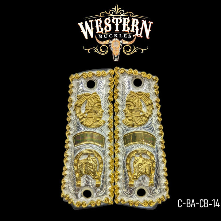 1911 Full Size Aztec Horse Silver and Gold-The Western Buckles