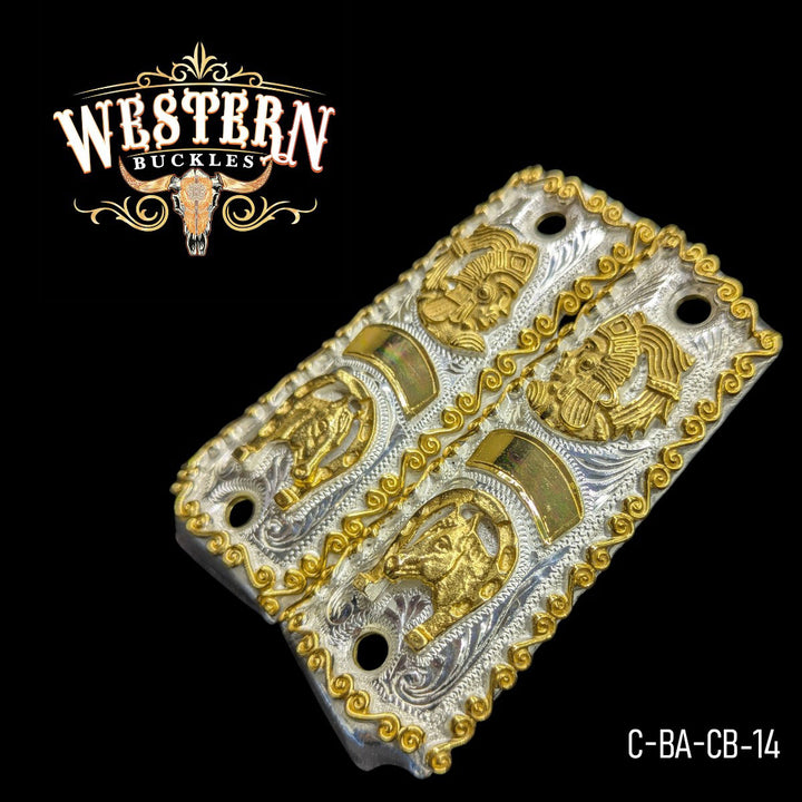 1911 Full Size Aztec Horse Silver and Gold-The Western Buckles