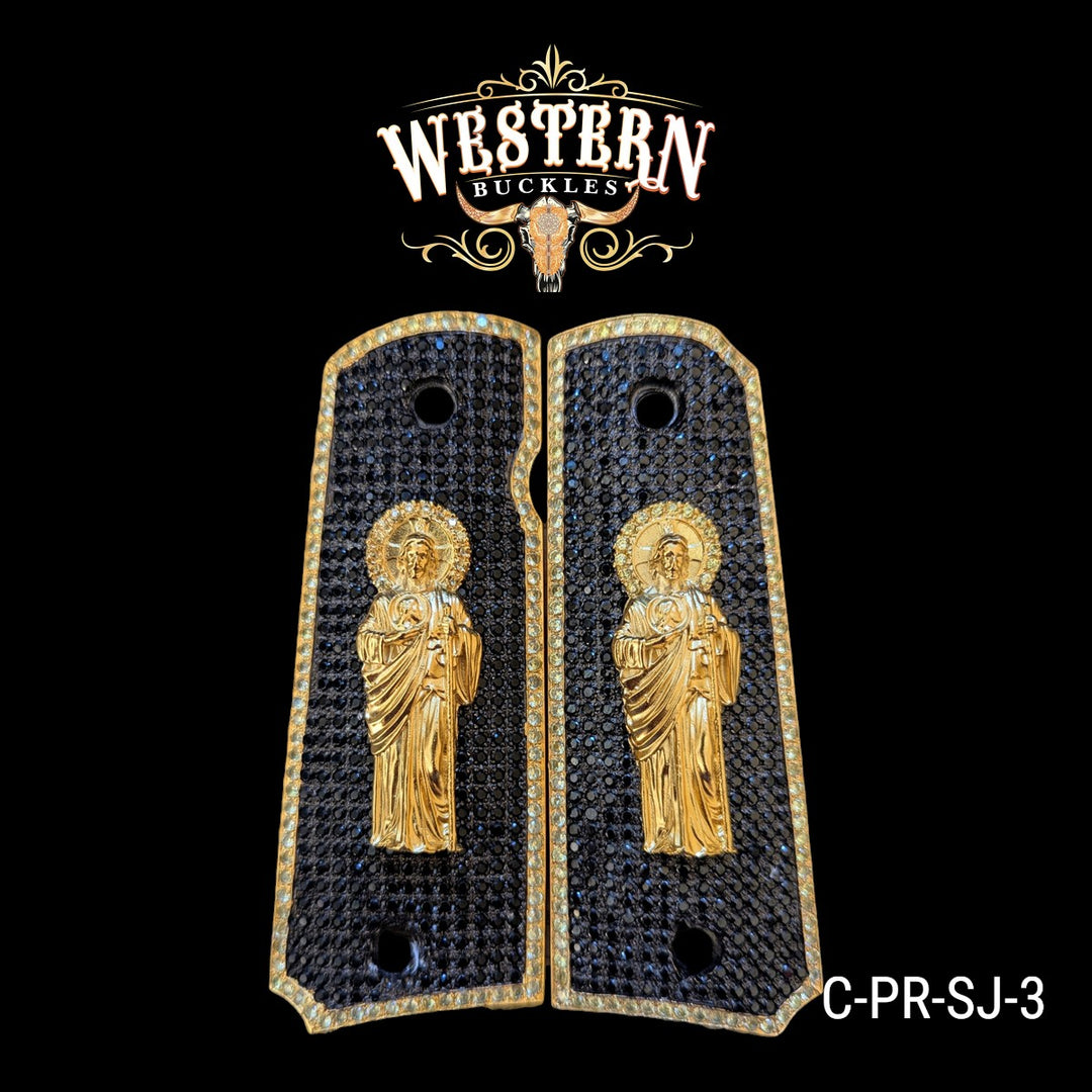 1911 Full Size Black Zircoins San Judas and Gold