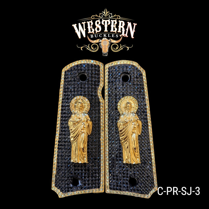 1911 Full Size Black Zircoins San Judas and Gold