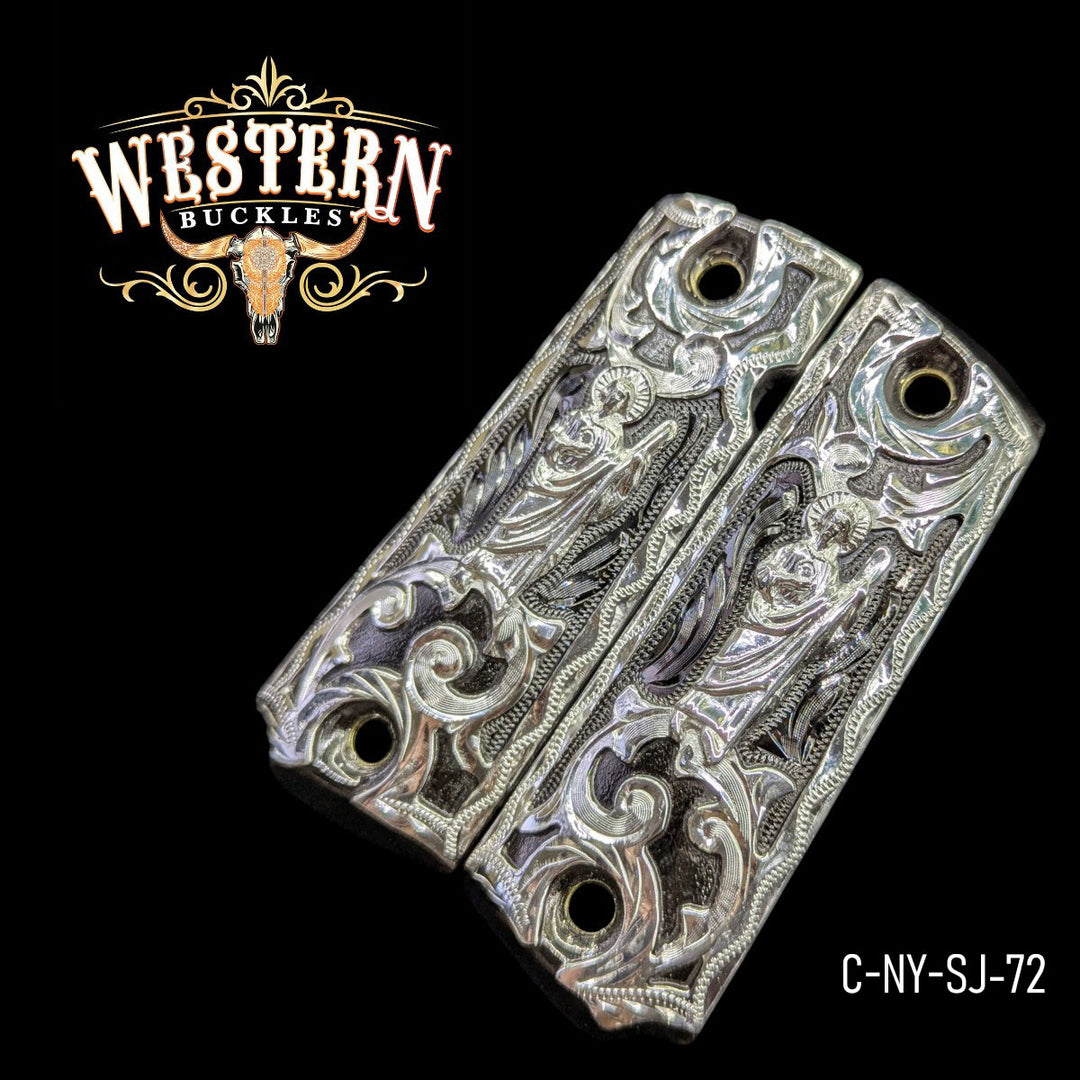 1911 Full Size Black and Silver San Judas-The Western Buckles