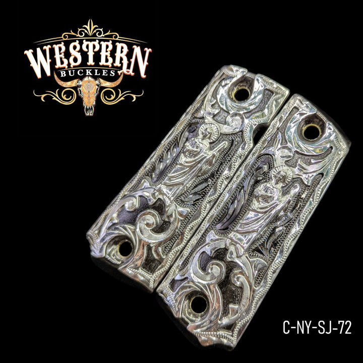 1911 Full Size Black and Silver San Judas-The Western Buckles