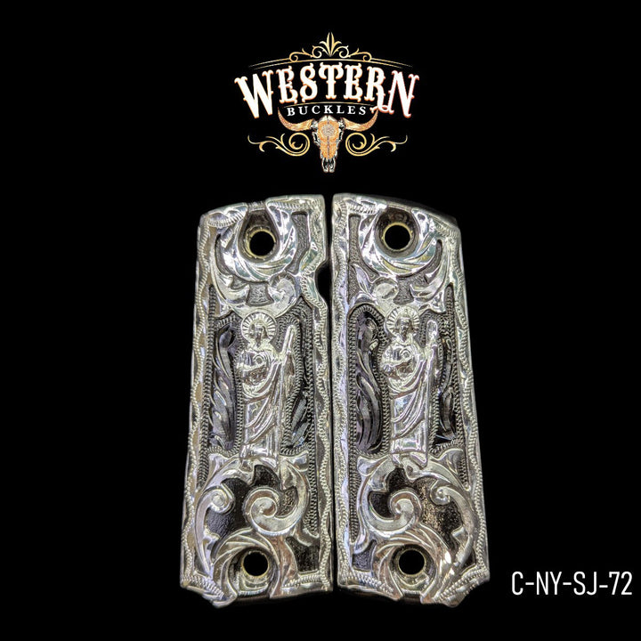 1911 Full Size Black and Silver San Judas-The Western Buckles
