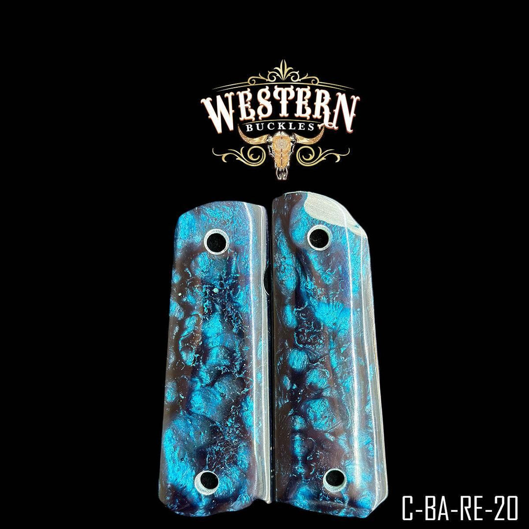 1911 Full Size Blue and Black Resin Grips-The Western Buckles