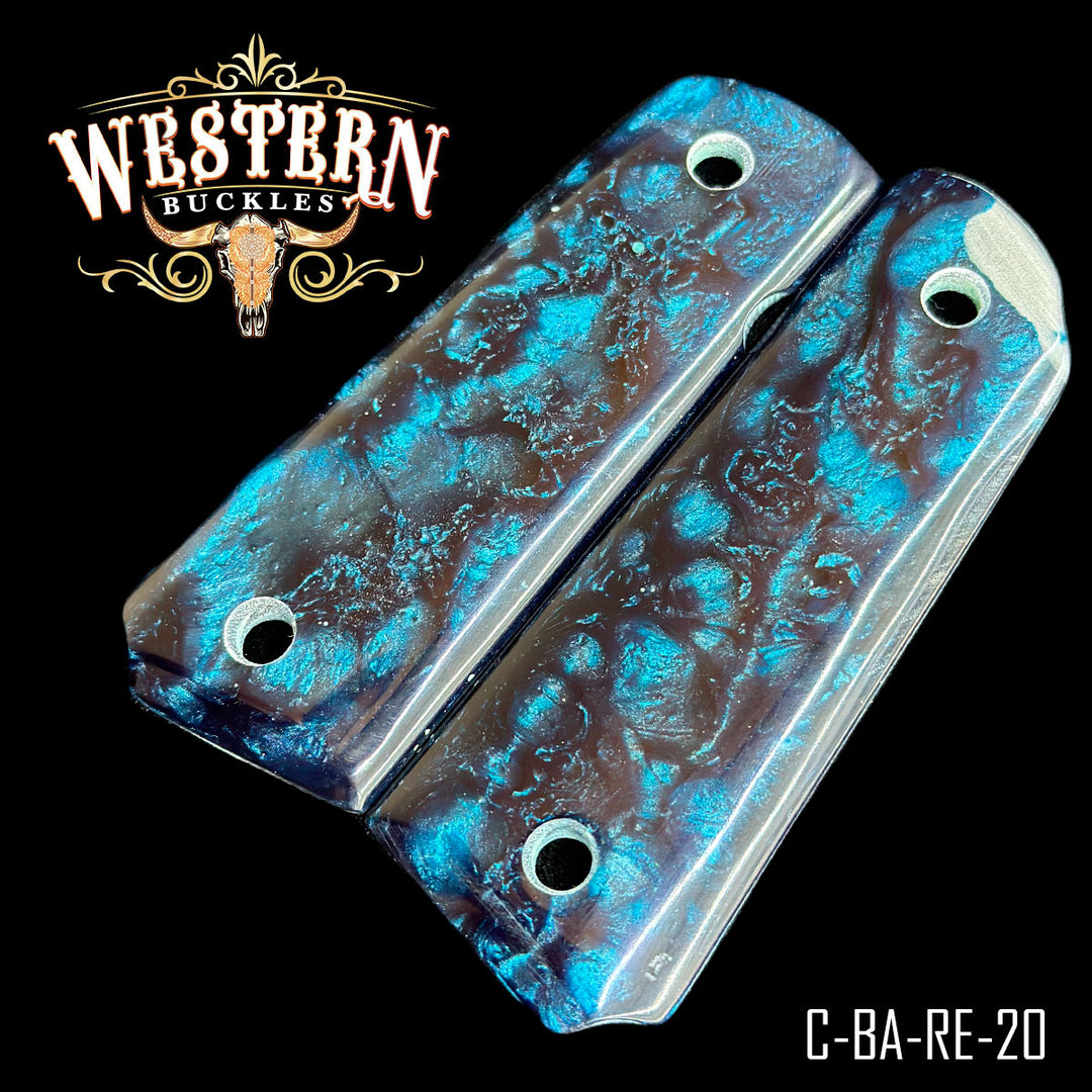 1911 Full Size Blue and Black Resin Grips-The Western Buckles