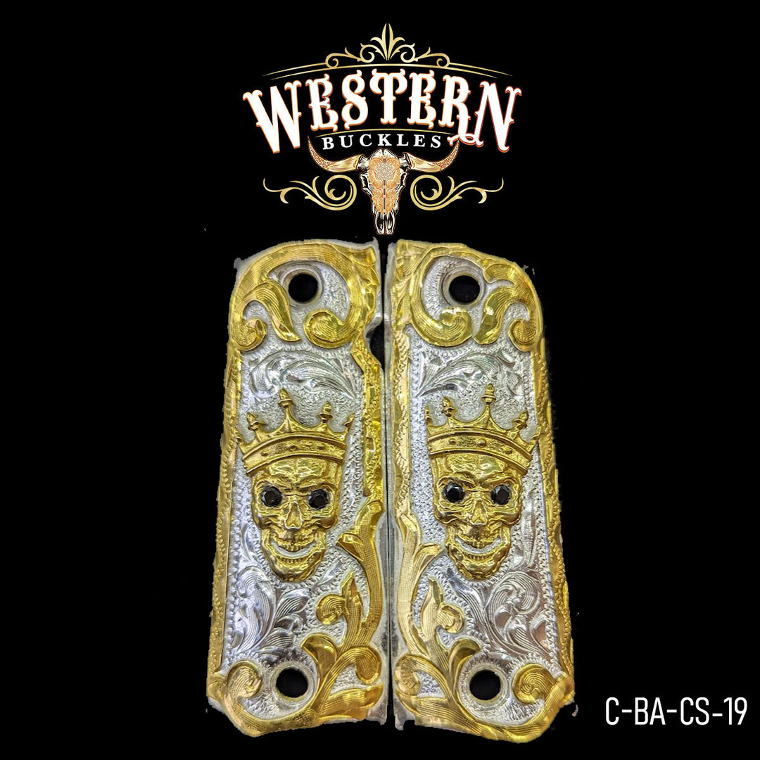 1911 Full Size Calavera oro 24K y Plata-The Western Buckles