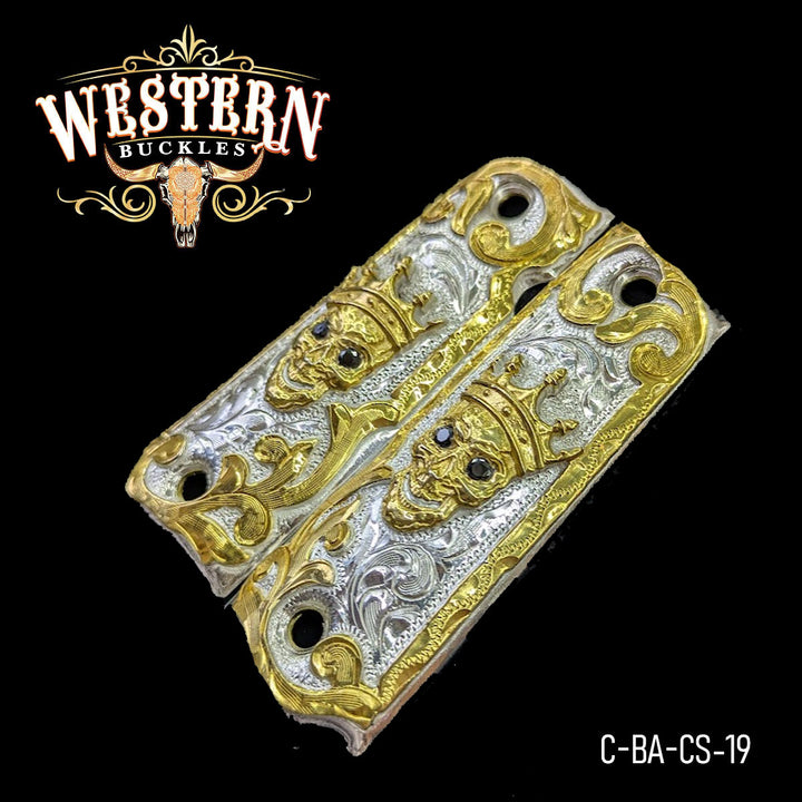 1911 Full Size Calavera oro 24K y Plata-The Western Buckles