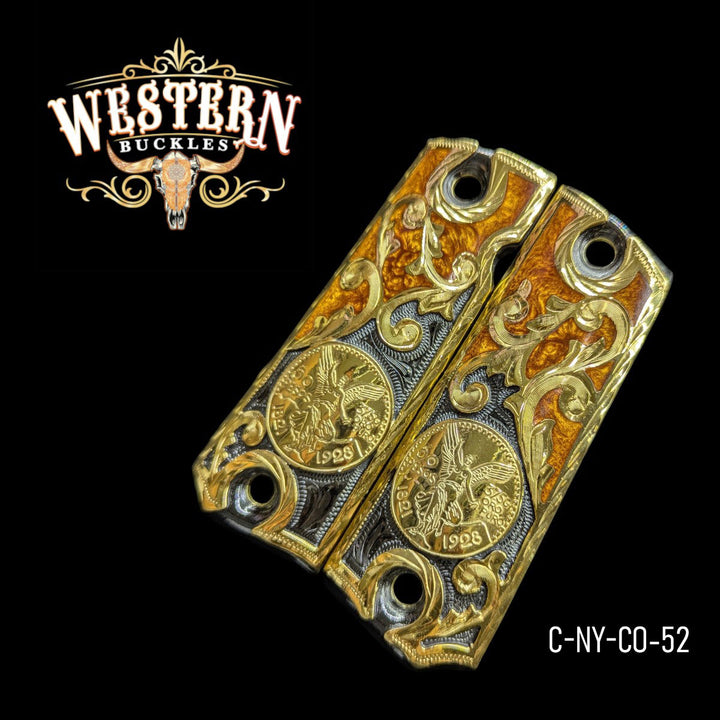 1911 Full Size Centenary Black Nickel and Gold With Ocre Resin-The Western Buckles