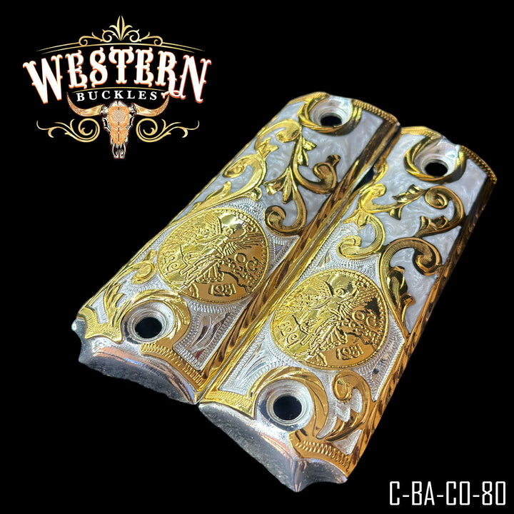 1911 Full Size Centenary White Resin and Gold-The Western Buckles