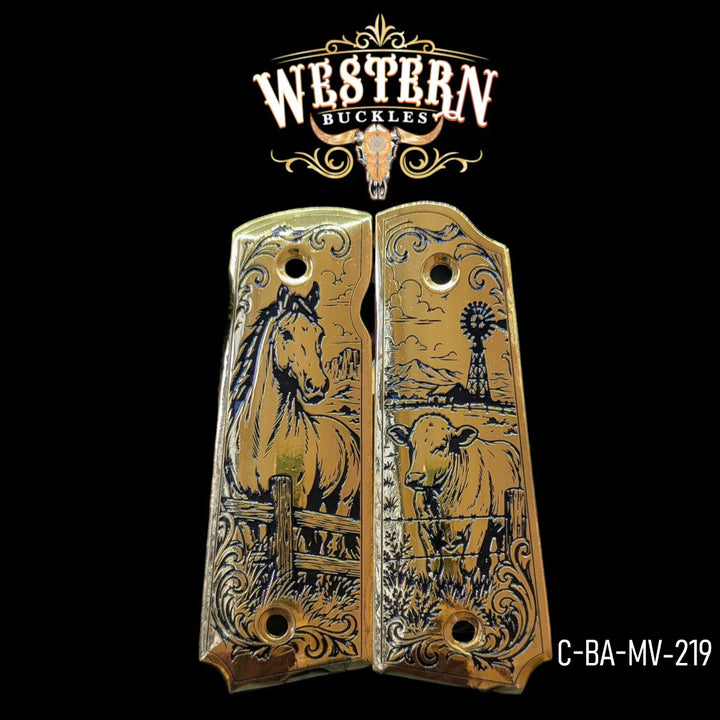 1911 Full Size Cow and Horse Gold Plated