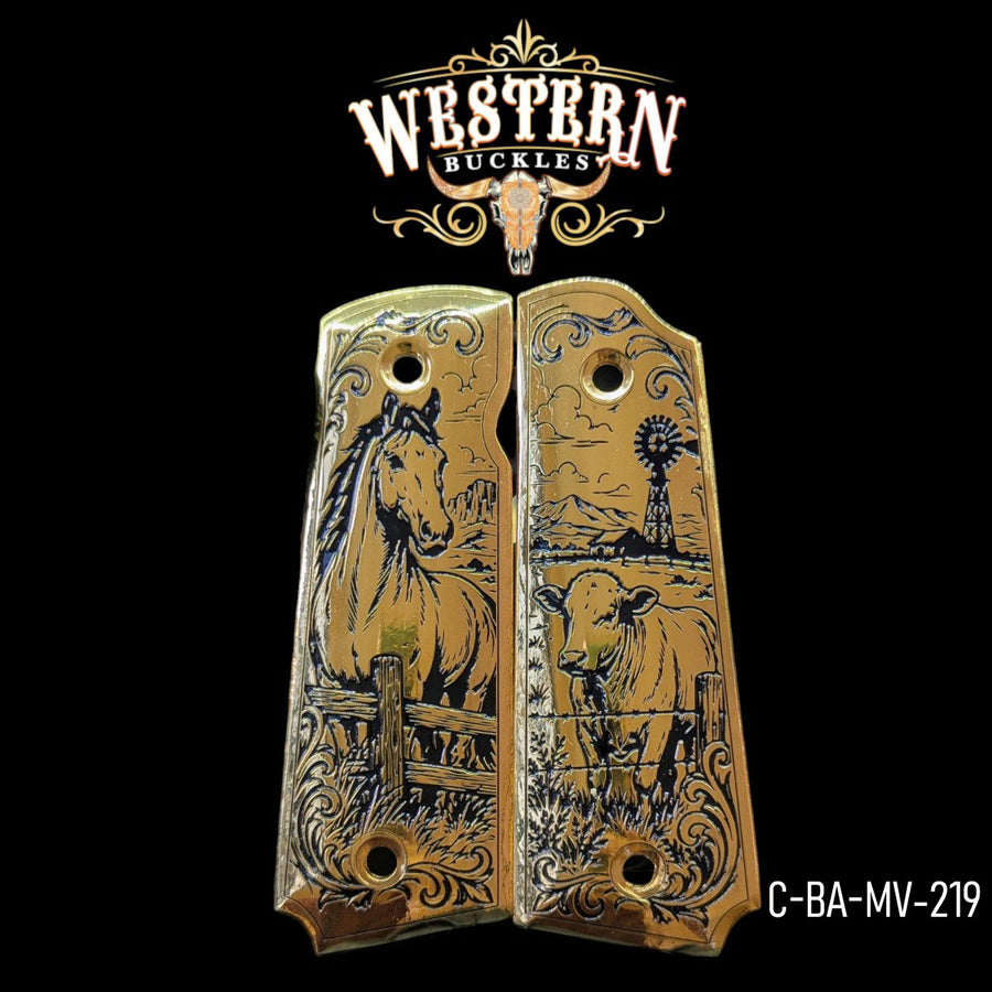 1911 Full Size Cow and Horse Gold Plated