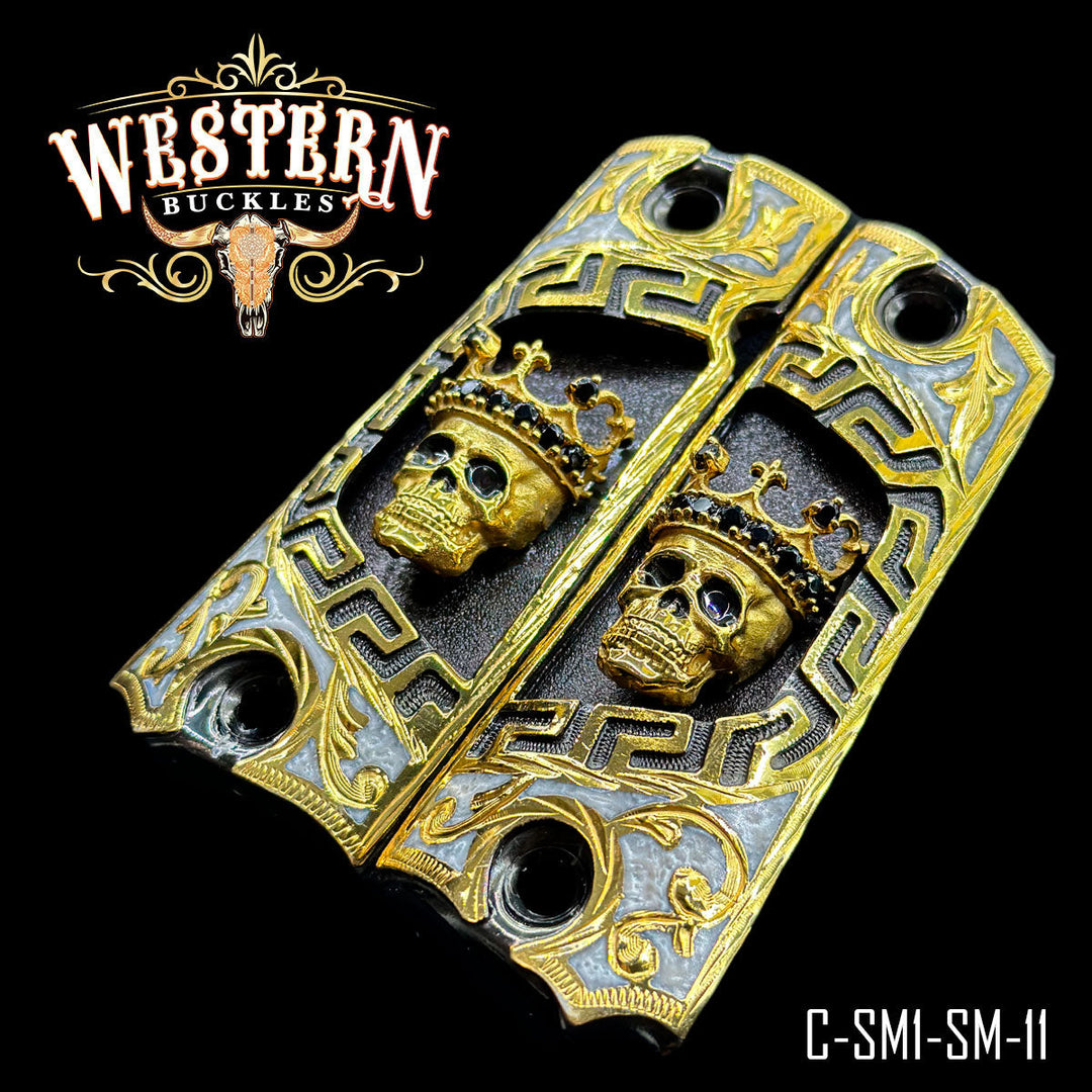 1911 Full Size Crown Skull Black Zircoins-The Western Buckles