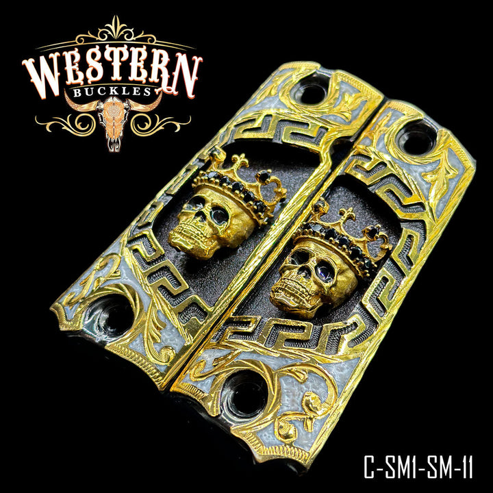 1911 Full Size Crown Skull Black Zircoins-The Western Buckles