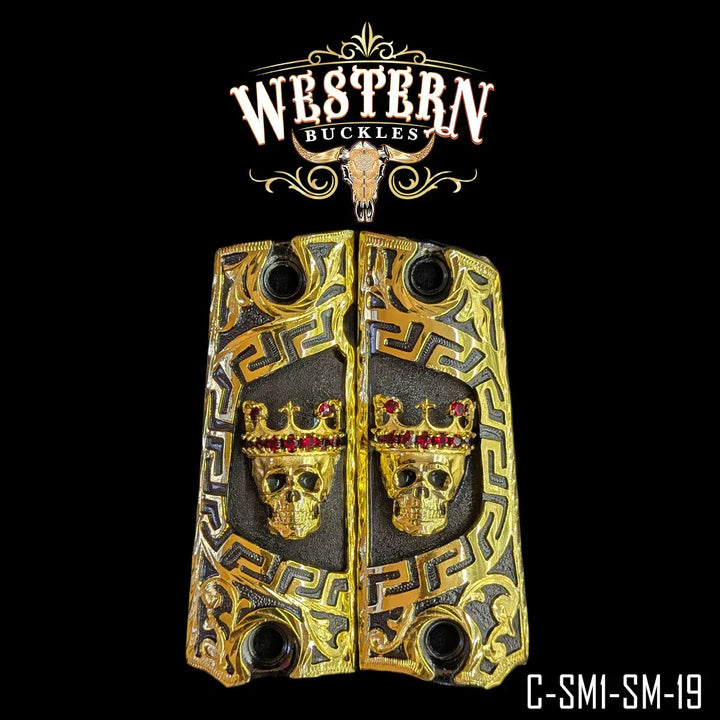 1911 Full Size Crown Skull Black and Red Zircoins-The Western Buckles