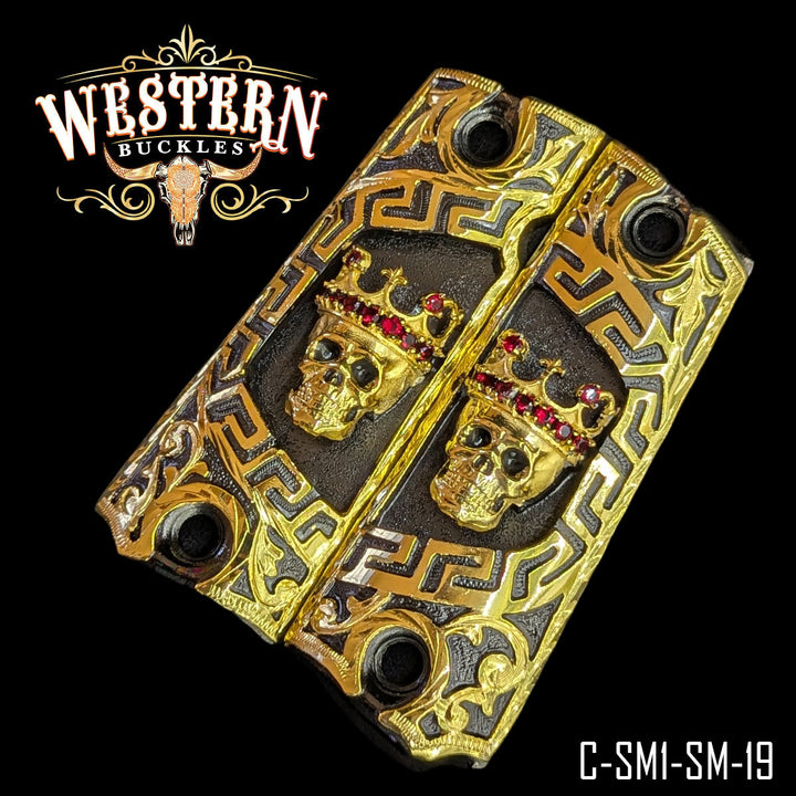 1911 Full Size Crown Skull Black and Red Zircoins-The Western Buckles