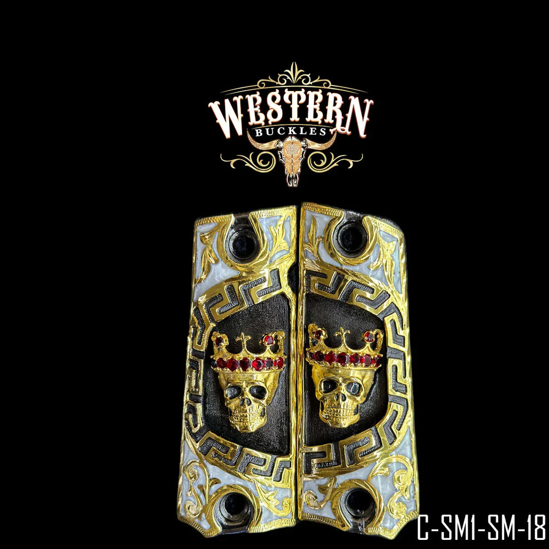 1911 Full Size Crown Skull Red Zircoins-The Western Buckles