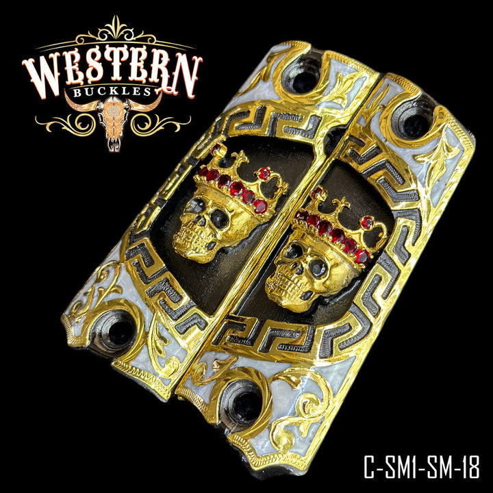 1911 Full Size Crown Skull Red Zircoins-The Western Buckles