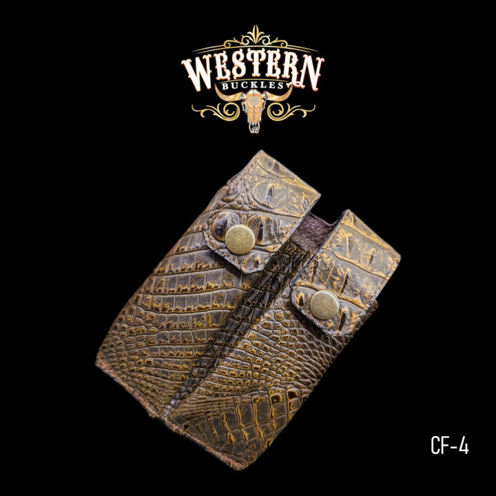 1911 Full Size Double Magazine Pouches– Brown Cocodrile Synthetic Leather