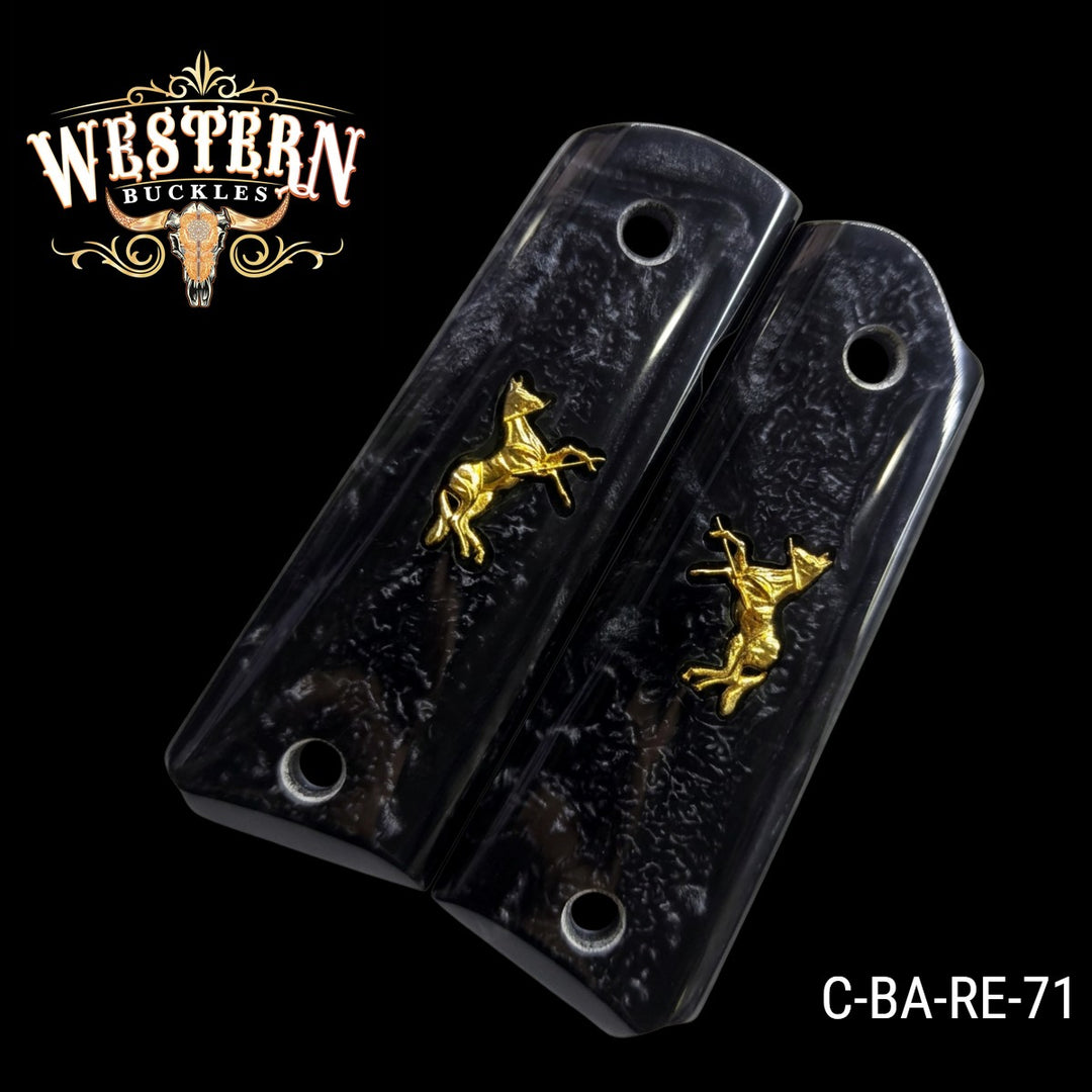 1911 Full Size Gold Plated and Black Resin-The Western Buckles