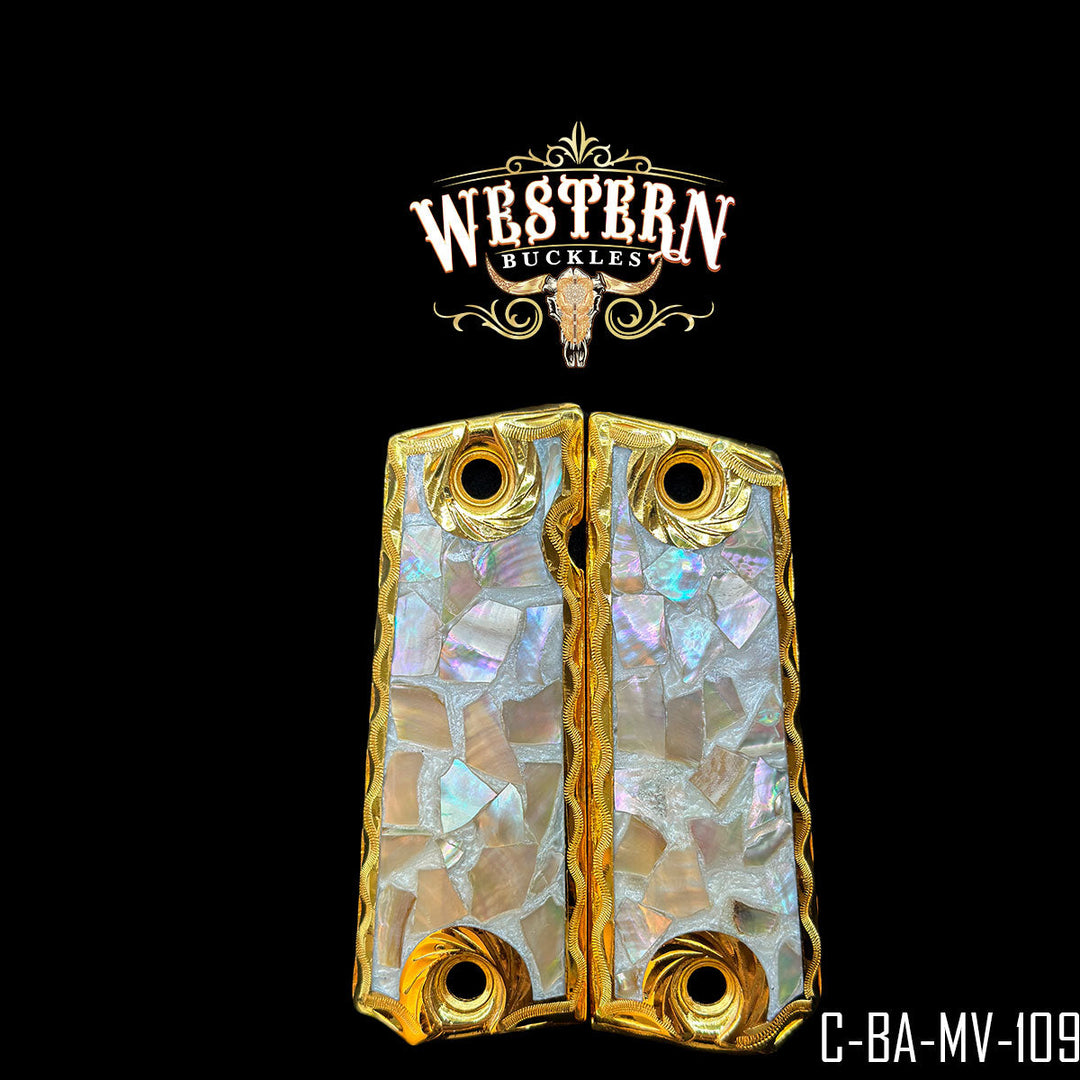 1911 Full Size Gold Plated and Pearl Resin-The Western Buckles