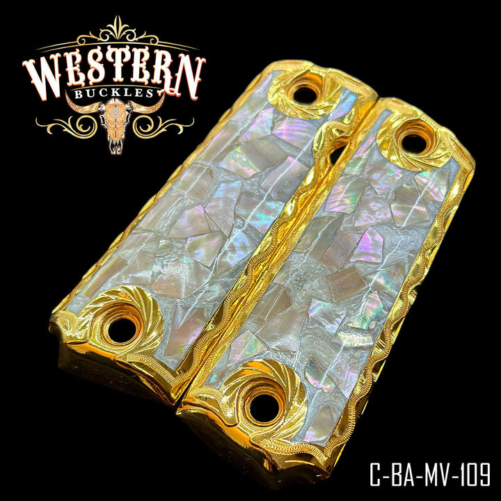 1911 Full Size Gold Plated and Pearl Resin-The Western Buckles