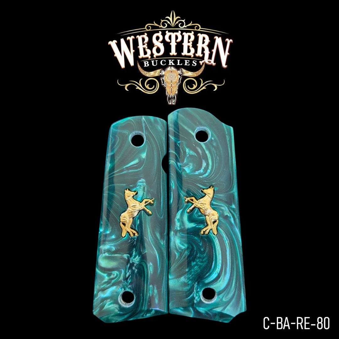 1911 Full Size Green Resin and Gold Logo-The Western Buckles