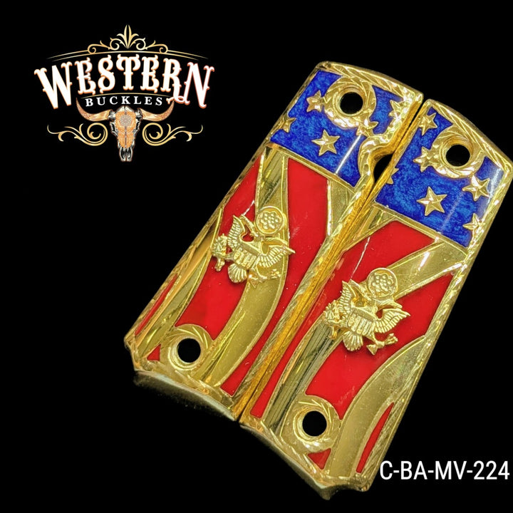 1911 Full Size Grips American Eagle with Resin Gold