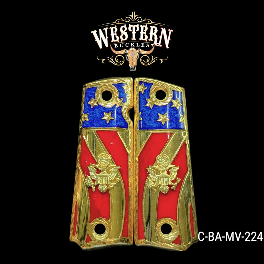 1911 Full Size Grips American Eagle with Resin Gold