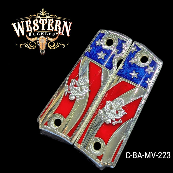 1911 Full Size Grips American Eagle with Resin Silver