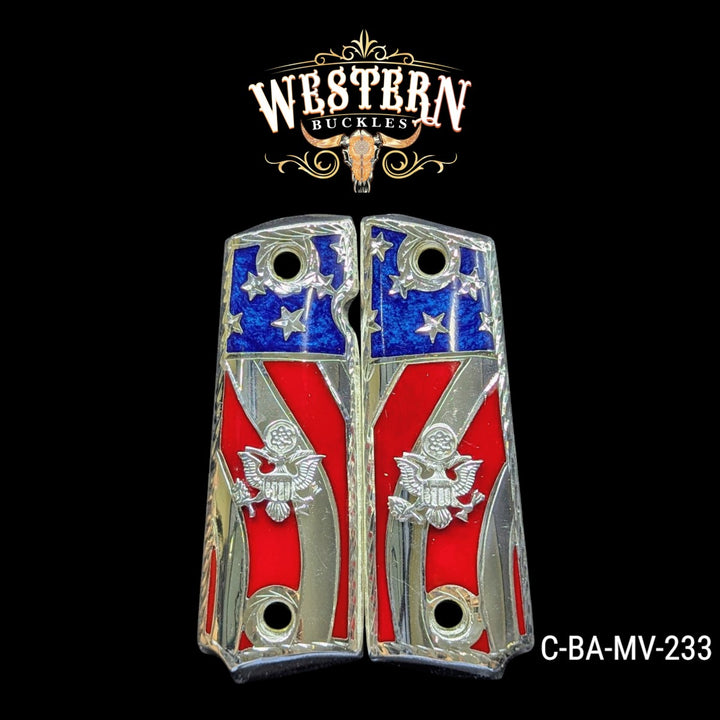 1911 Full Size Grips American Eagle with Resin Silver