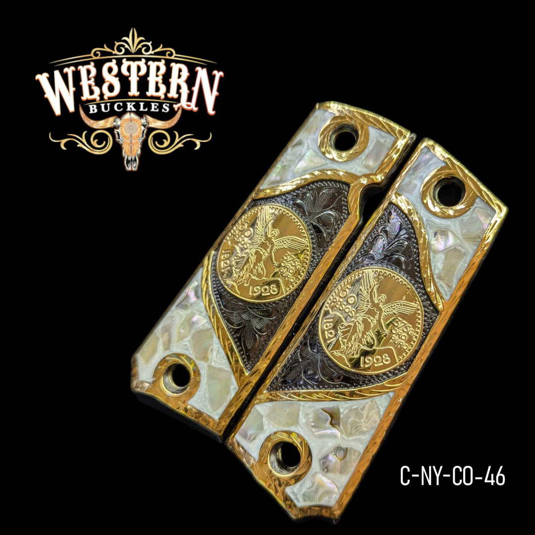 1911 Full Size Grips Centenary Gold and Black Nickel-The Western Buckles