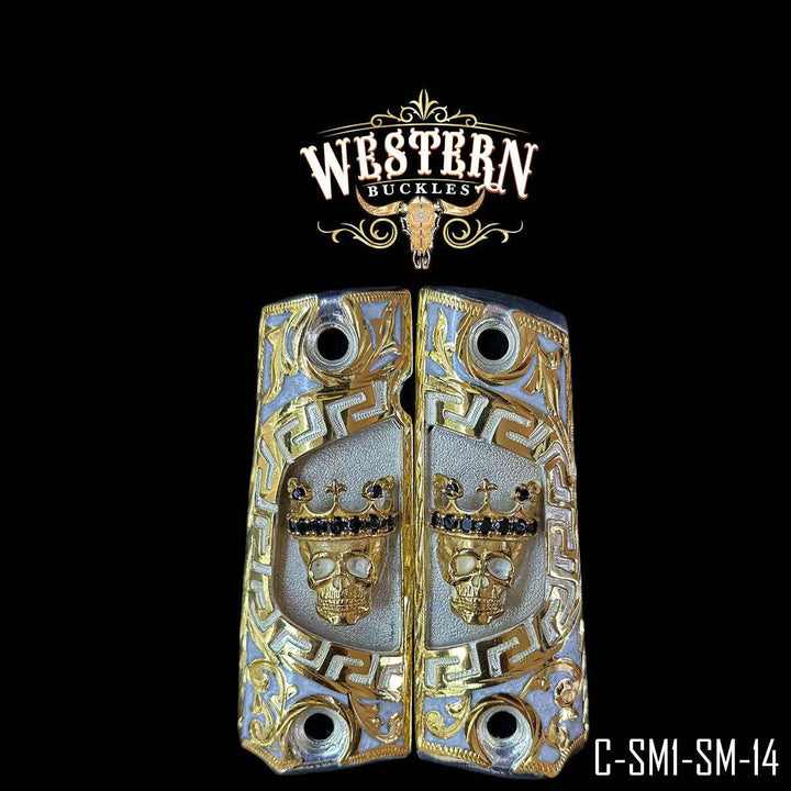 1911 Full Size Grips Skull Black Zircoins-The Western Buckles
