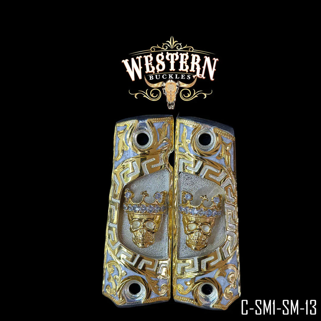 1911 Full Size Grips Skull White Zircoins-The Western Buckles