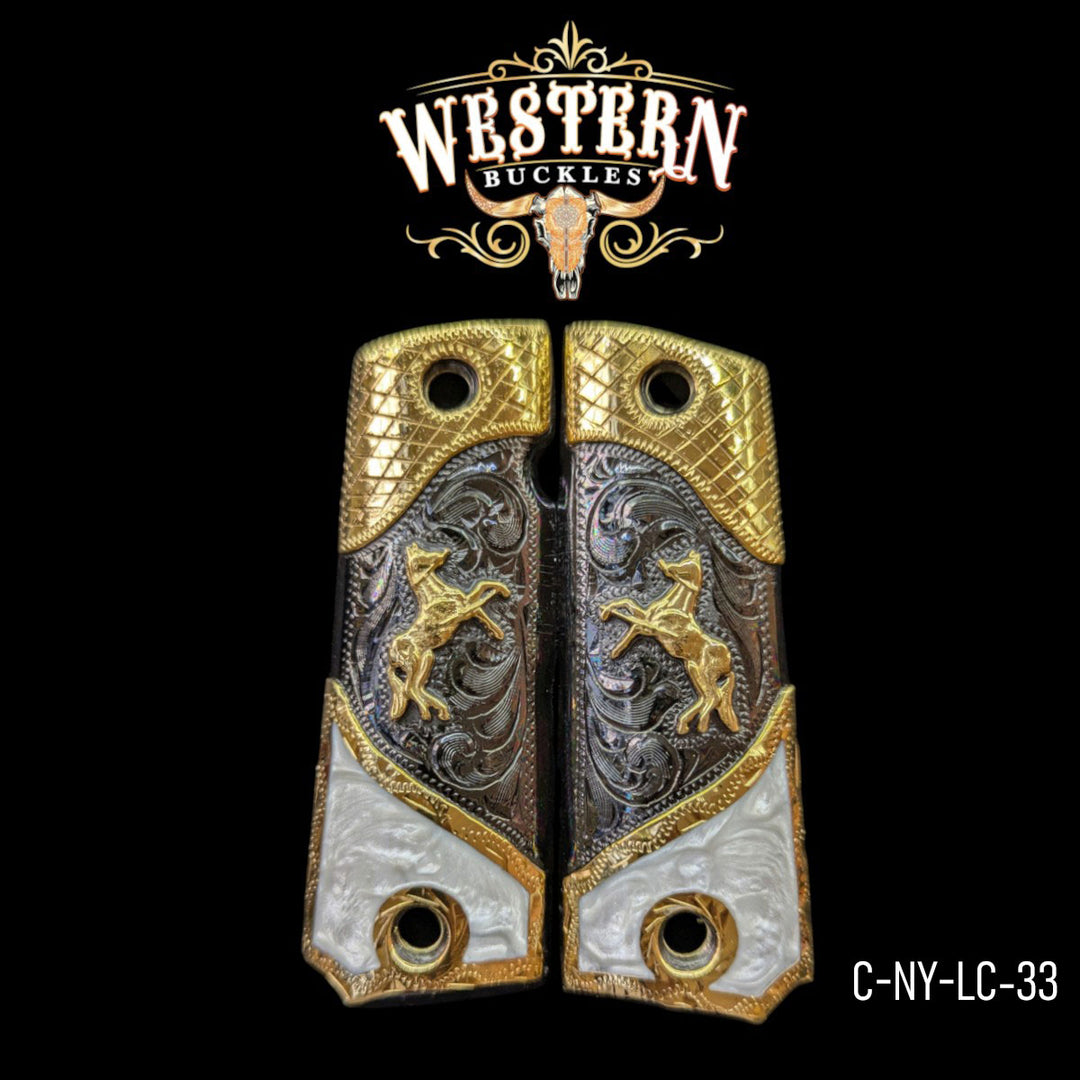 1911 Full Size Horse Black Nickel and White Resin