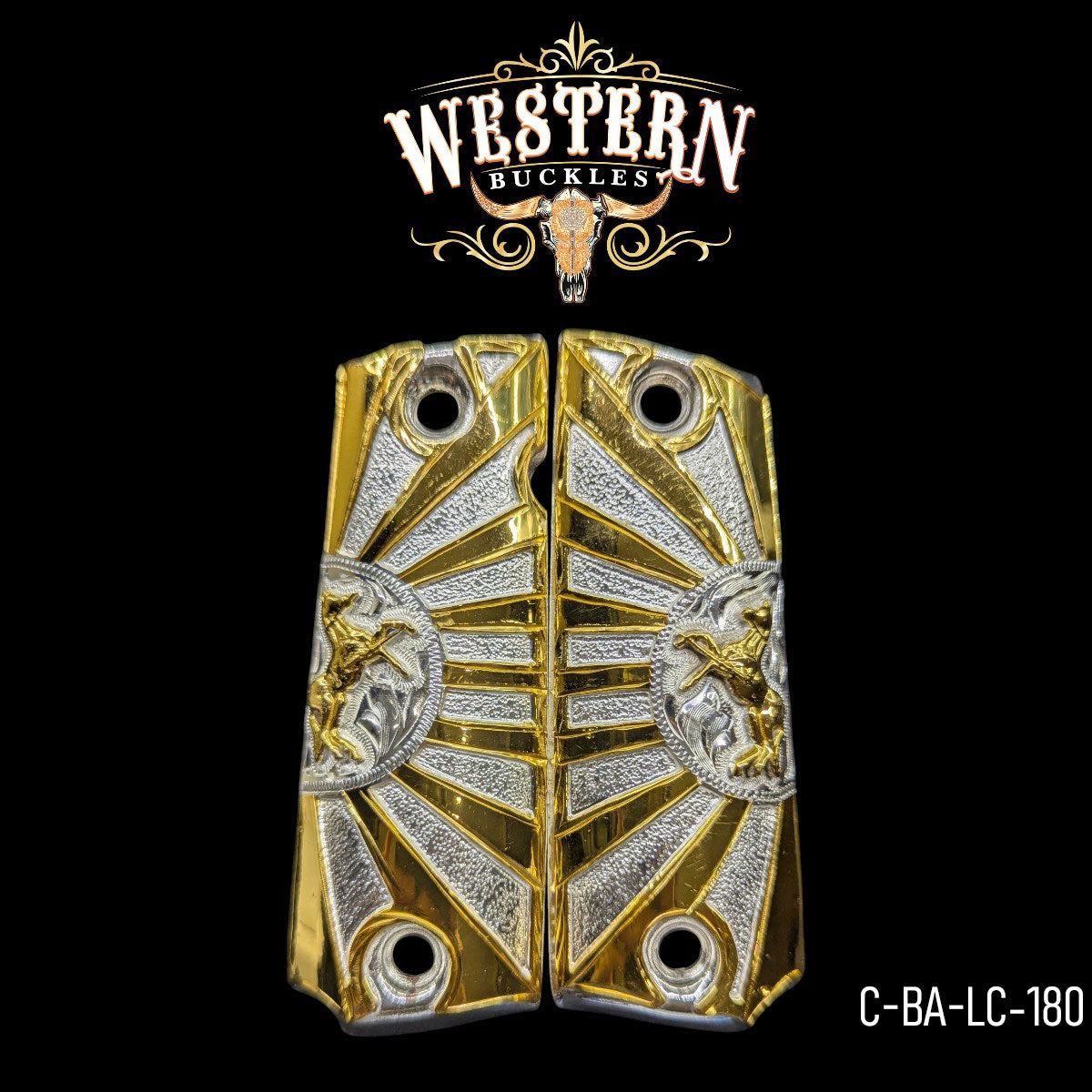 Horse 1911 Grips — 24K Gold-Plated & Silver-Plated – Western