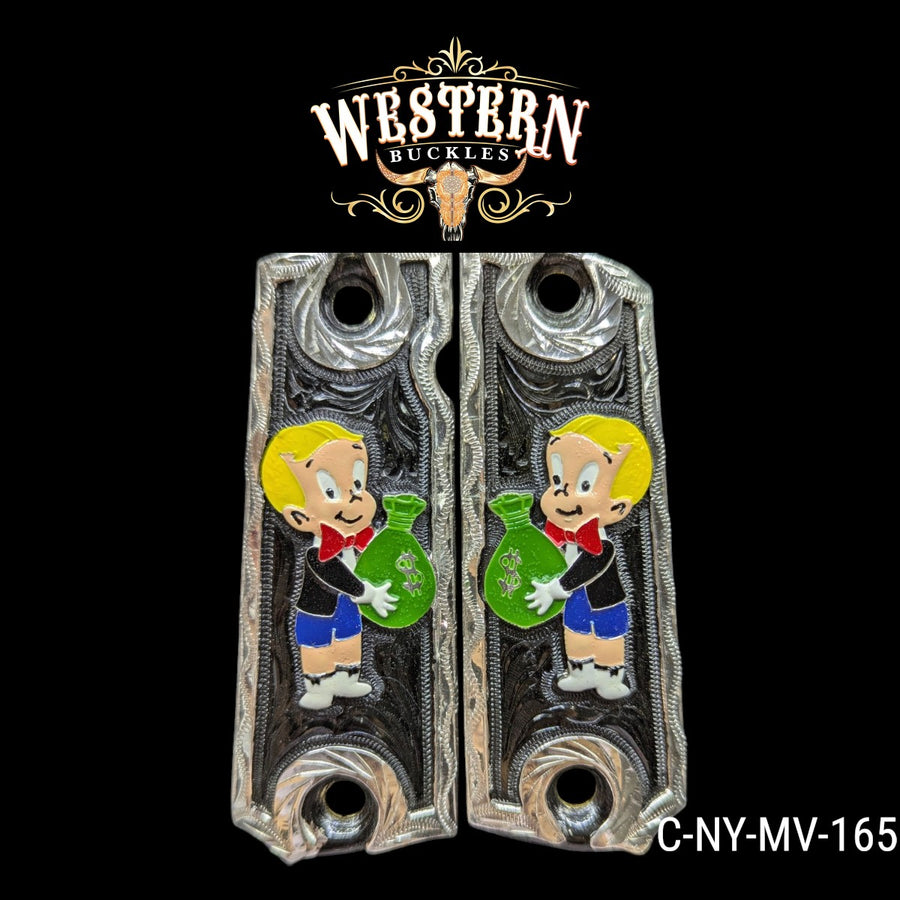 Kid Money Grips for Colt 1911 Full-Size — Silver-Plated