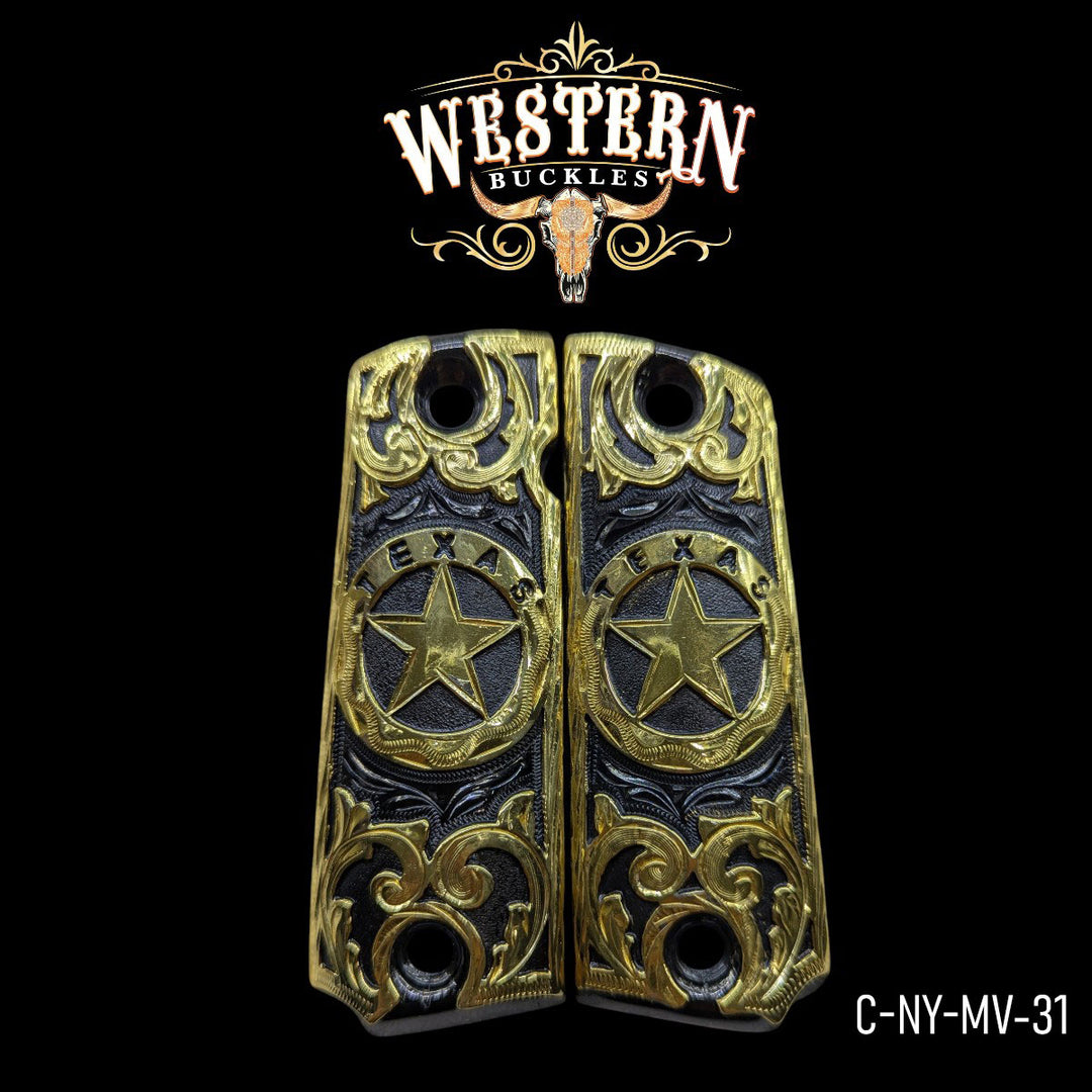 1911 Full Size Logo Texas Oro y Niquel Negro-The Western Buckles