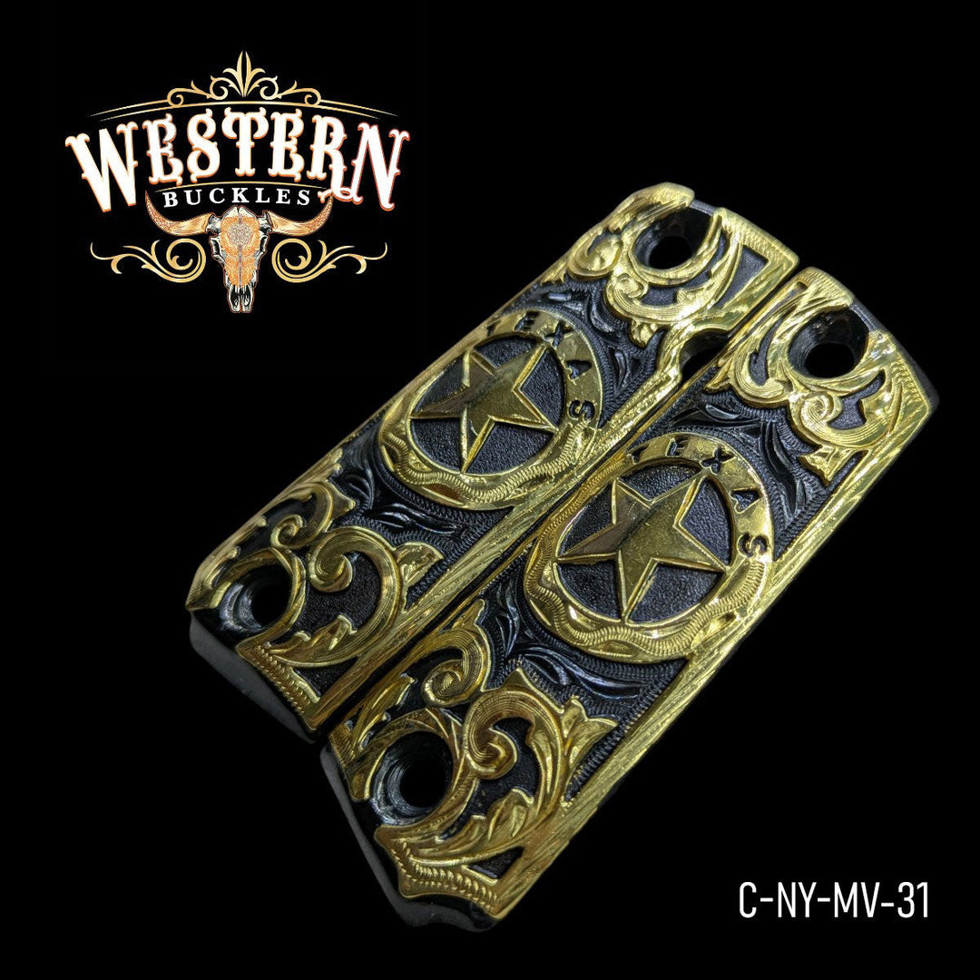 1911 Full Size Logo Texas Oro y Niquel Negro-The Western Buckles