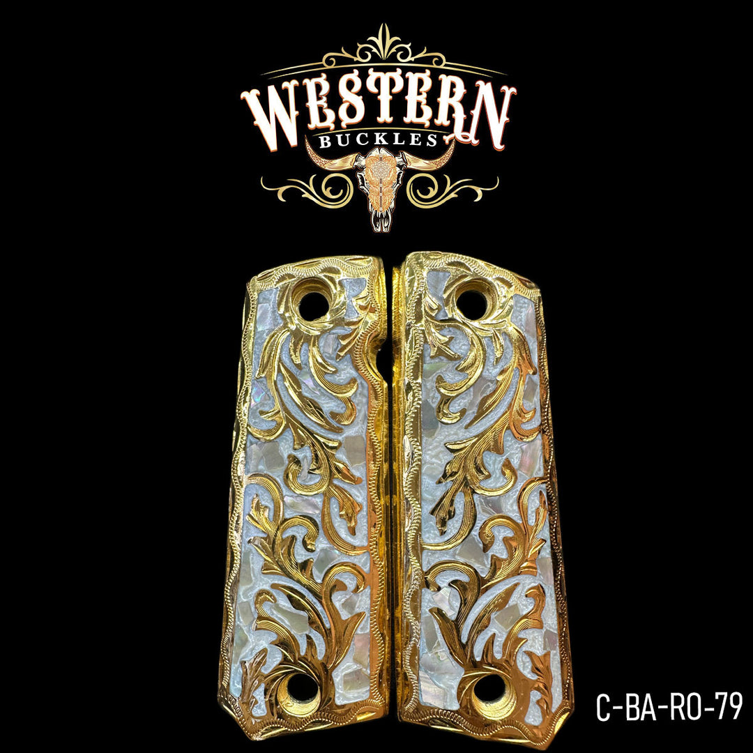 1911 Full Size Mother Pearl Engraved-The Western Buckles
