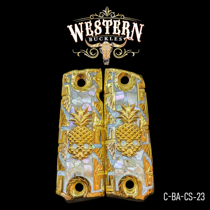 1911 Full Size Pearl Resin Pineapple Skull-The Western Buckles