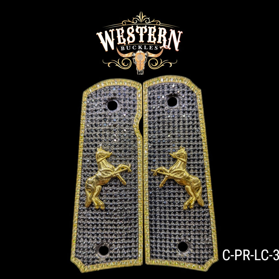 Horse Grips for Colt 1911 Full-Size — 24K Gold-Plated