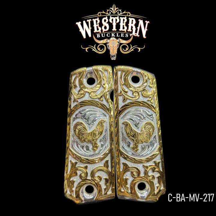 1911 Full Size Roaster Engraving Silver and Gold-The Western Buckles